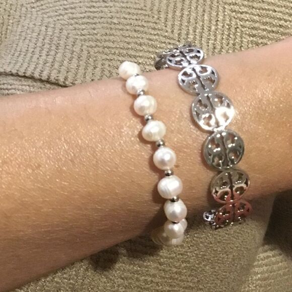 FRESHWATER PEARLS BRACELET SILVER FASHION JEWELRY BRACELET - Picture 4 of 4